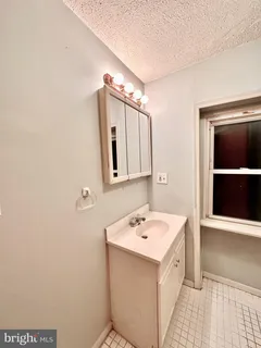 a bathroom with a sink a mirror and a shower