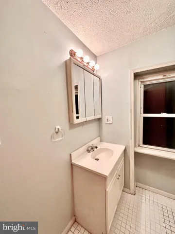 a bathroom with a sink a mirror and a shower