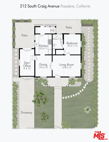 a building outdoor space with patio furniture and potted plants