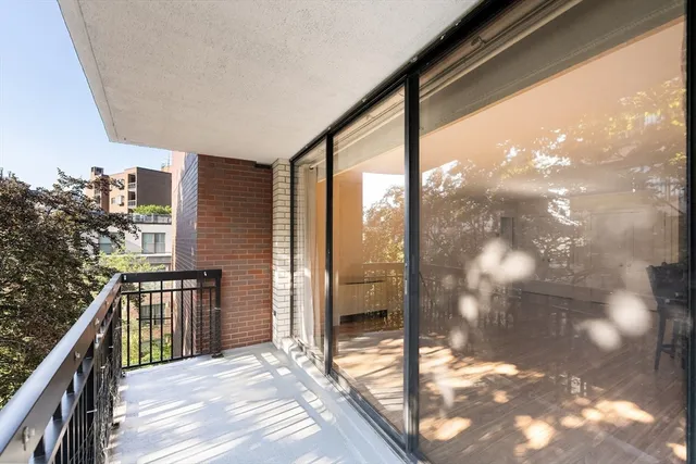 a balcony view with a outdoor space