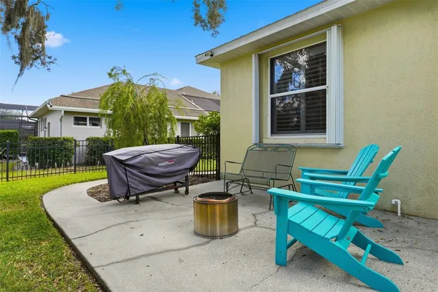a view of a bench in a garden