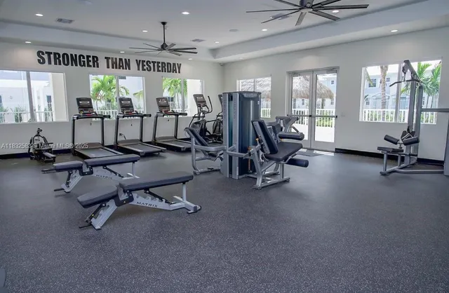 a view of a room with gym equipment
