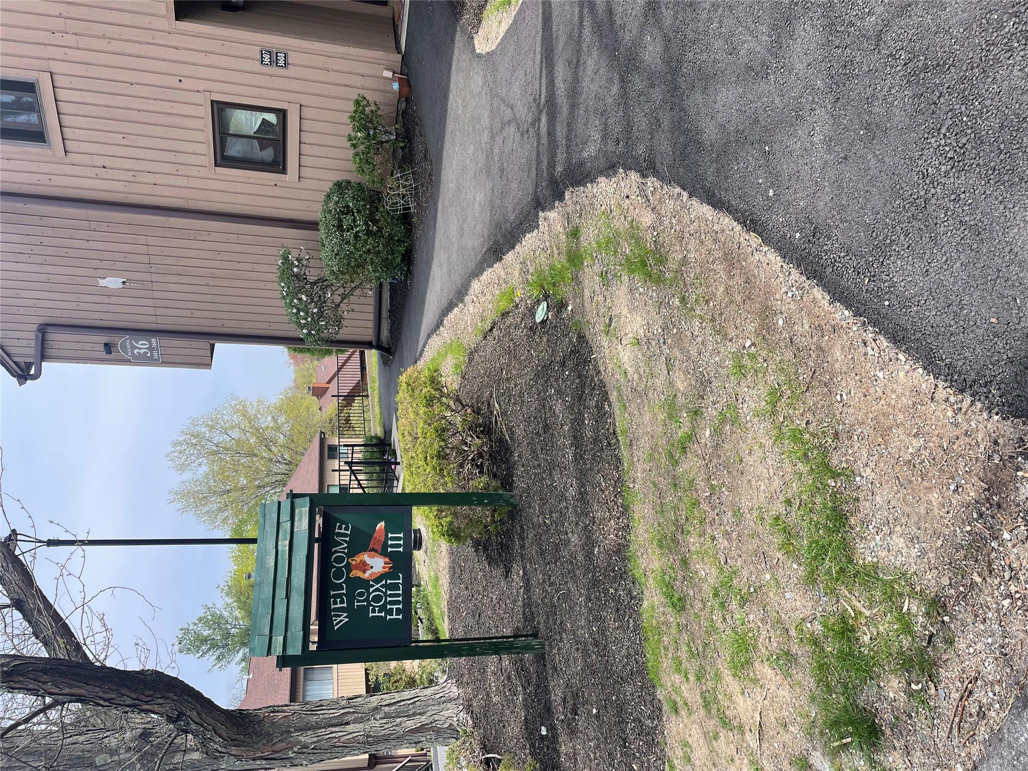 a view of a bench in a yard