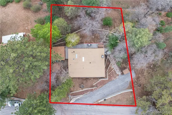 an aerial view of a house