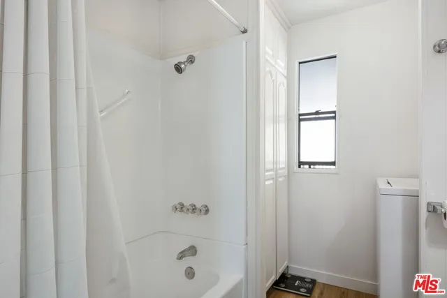 a bathroom with a bathtub