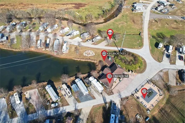 an outdoor space with seating