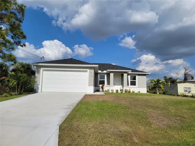 a view of a lake with a city