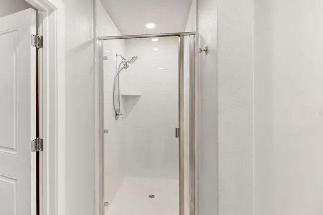 a view of an empty walk in closet