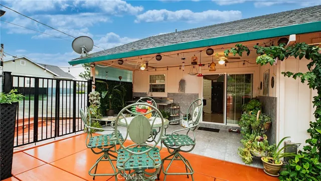 a view of a porch with furniture