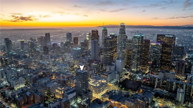 a view of a city with tall buildings