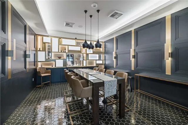 a kitchen with lots of counter top space