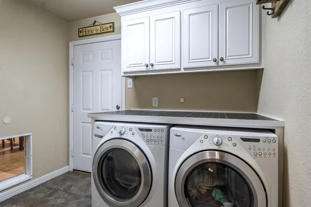 a close view of a washer and dryer