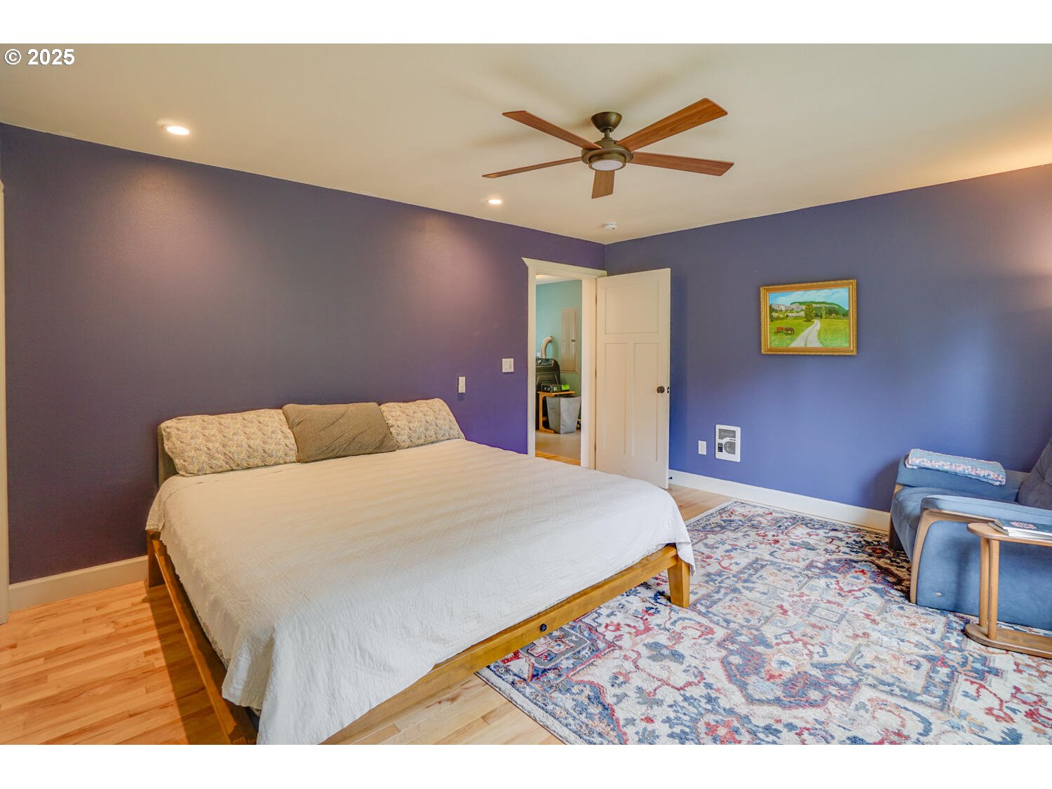 1922 Duncan Creek Road Stevenson, WA 98648 - Photo 29 of 39 a bed room with a bed and a ceiling fan