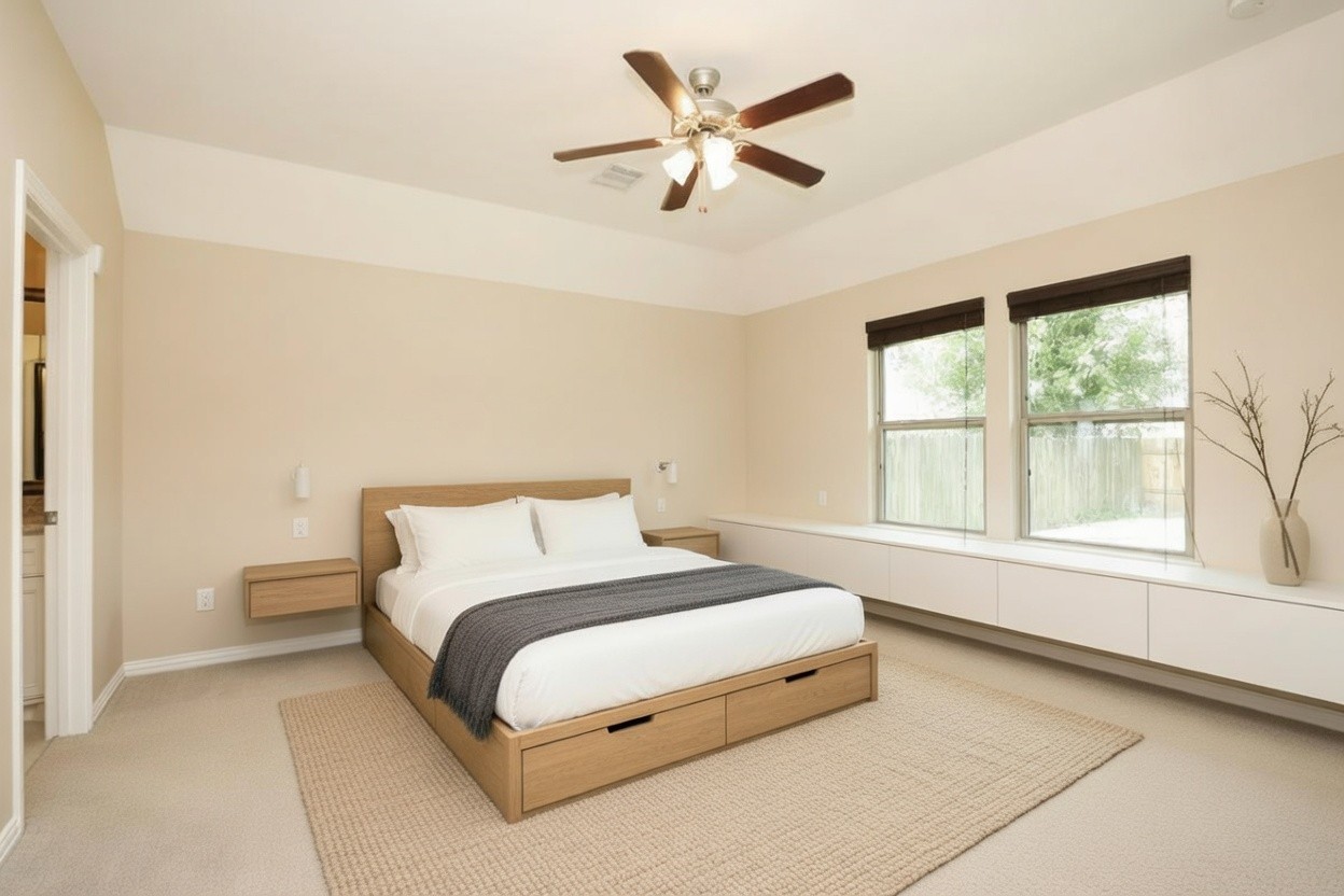 6615 Goldspier Street Houston, TX 77091 - Photo 17 of 37 Primary retreat with en-suite bathroom. Virtually staged.