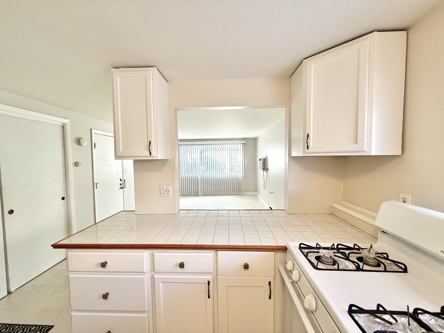 8549 Niles Center Road, Unit GN Skokie, IL 60077 - Photo 3 of 8 a kitchen with white cabinets and a stove top oven