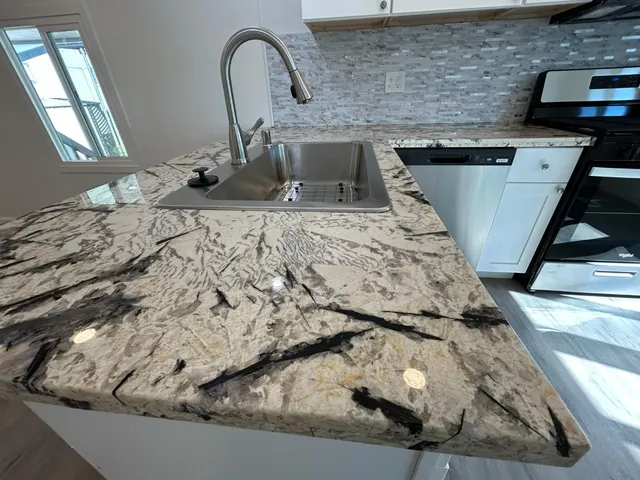 a view of a kitchen sink