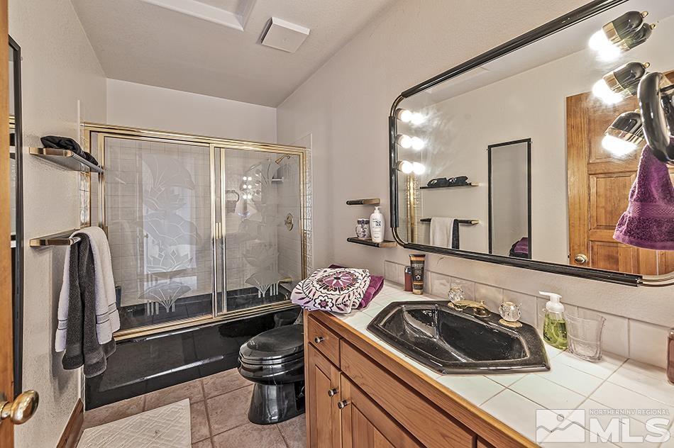 4090 Whiskey Flat Road Reno, NV 89521 - Photo 19 of 29 a bathroom with a sink a toilet and shower
