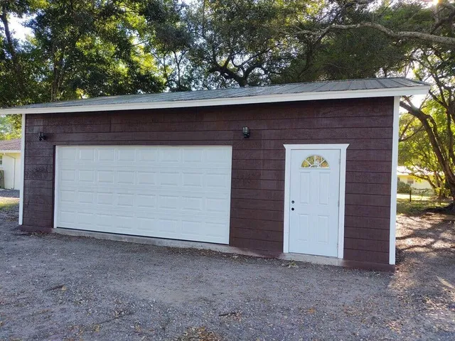 a outdoor space with sliding door