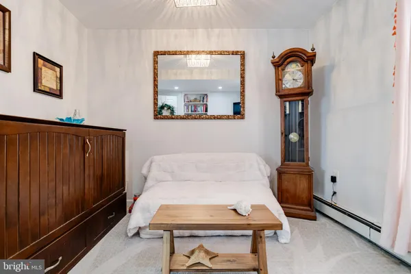 a storage room with cabinets