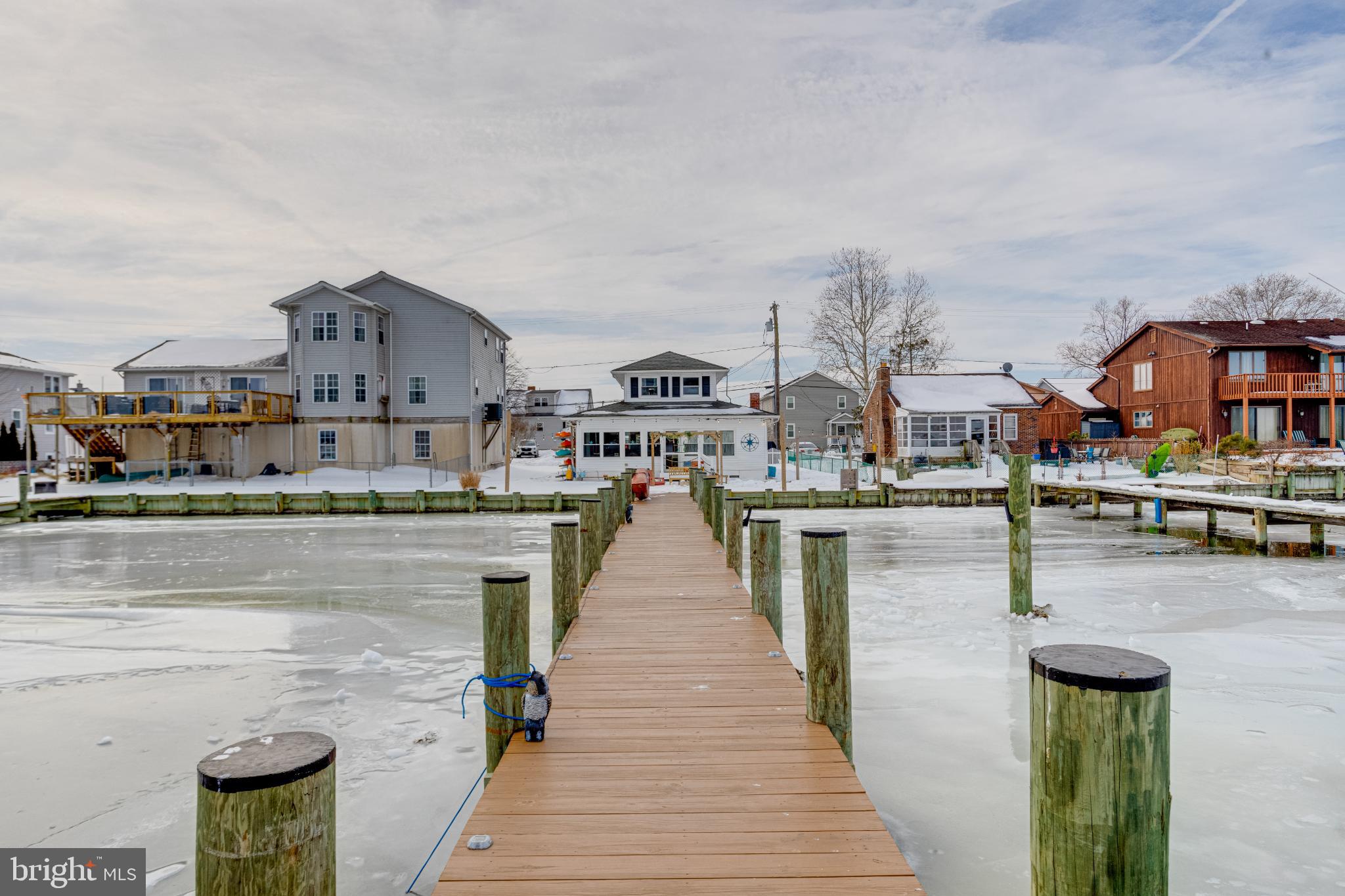 1815 Wilson Point Road Middle River, MD 21220 - Photo 51 of 76 Charming dock amidst winter's embrace.