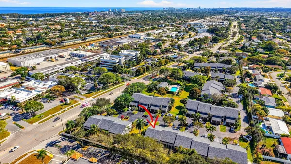 an aerial view of multiple house