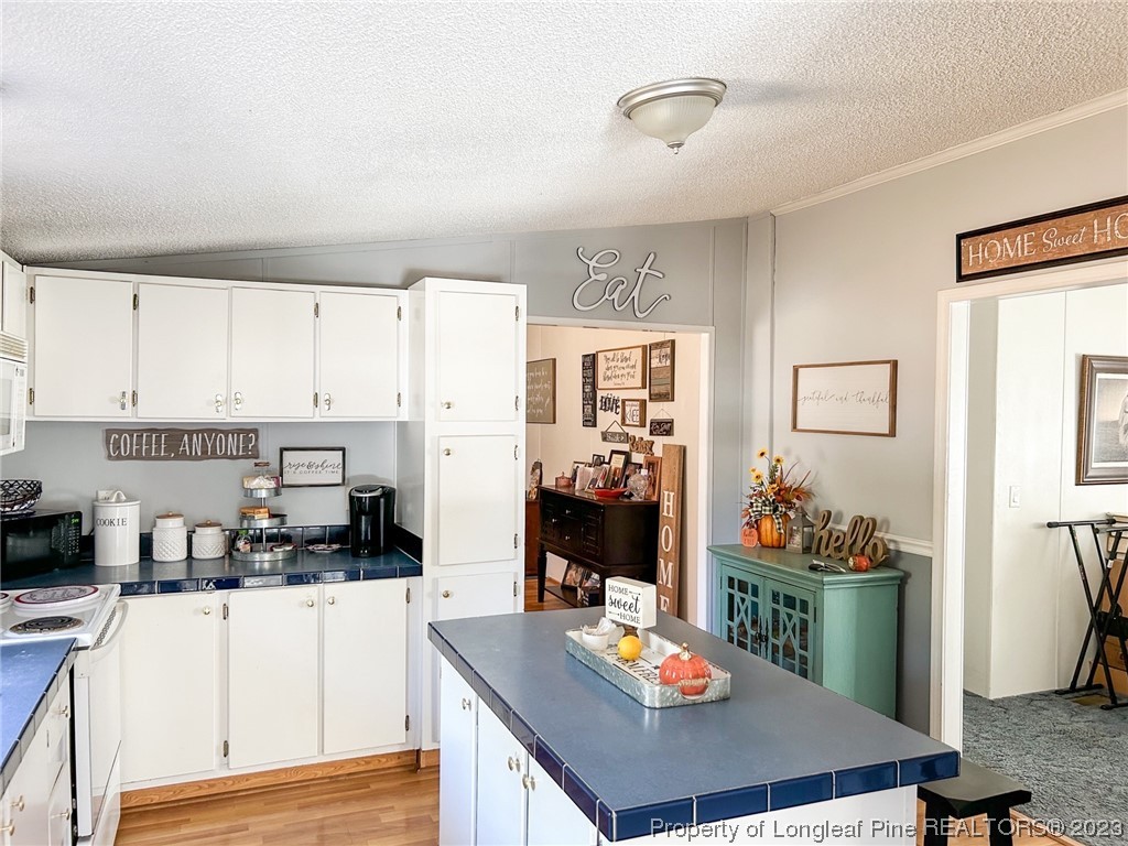 259 Burch Road Lumberton, NC 28360 - Photo 7 of 13 a kitchen with stainless steel appliances a stove a refrigerator a sink a dining table and chairs with wooden floor
