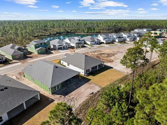 a view of a lake with a city