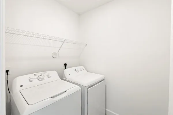 a view of a garage with stairs