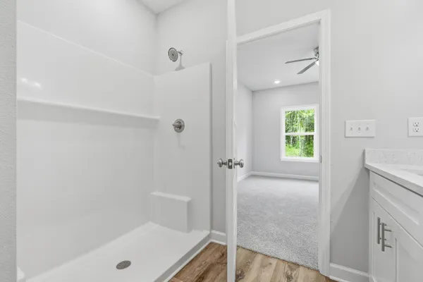 a bathroom with a tub
