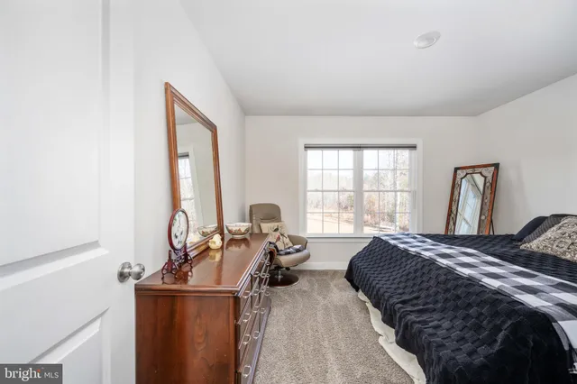 a bed room with a bed and dresser