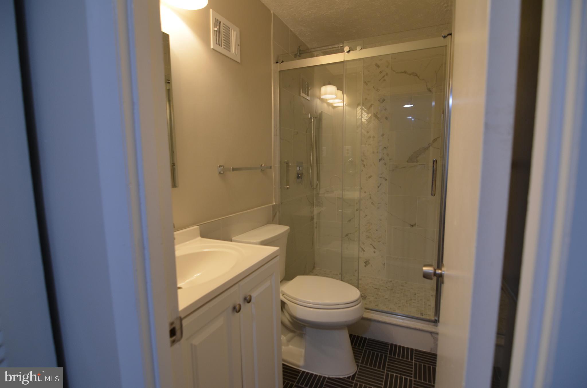 9251 Perfect Hour Columbia, MD 21045 - Photo 14 of 19 Renovated bath with glass shower doors