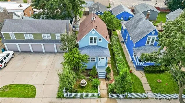 an aerial view of multiple houses