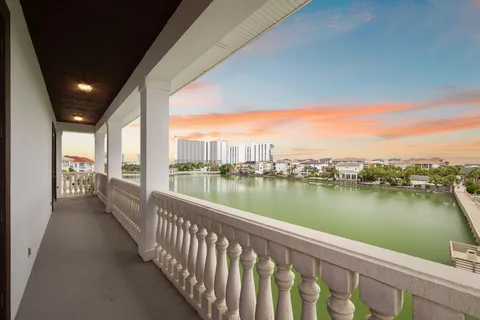 a view of a city from a balcony