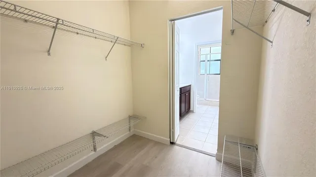 an empty room with closet