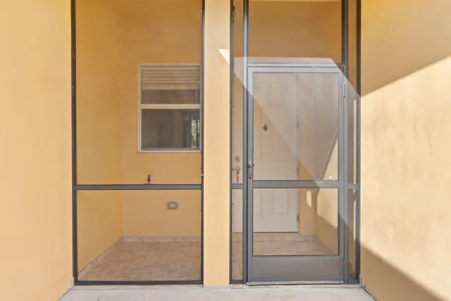 a view of a glass door