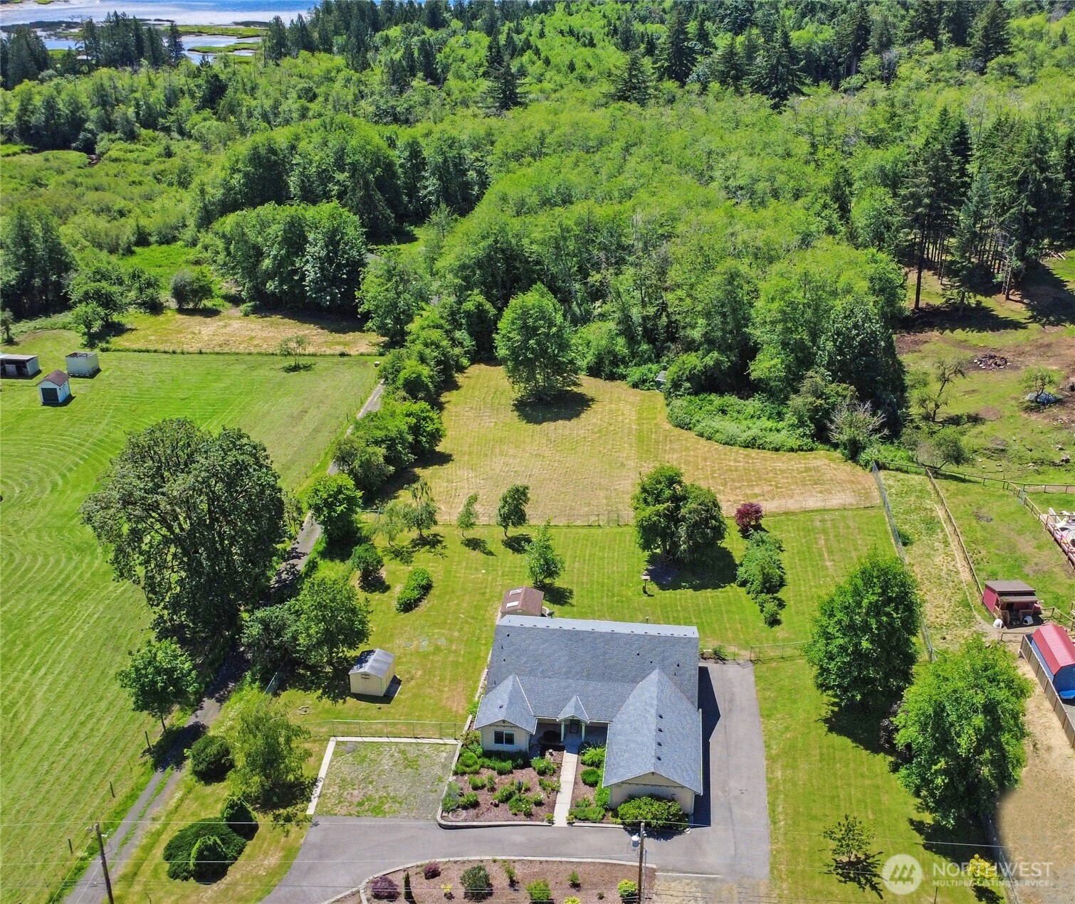 1450 Southeast Spruce Road Port Orchard, WA 98367 - Photo 37 of 39 an aerial view of house with yard swimming pool and outdoor seating