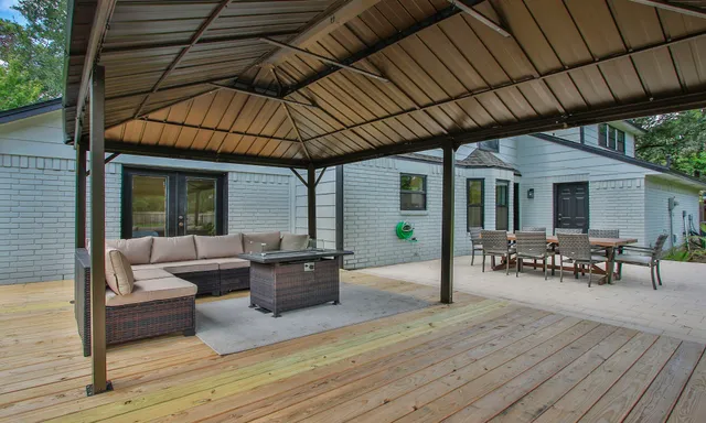 a view of outdoor space with seating space