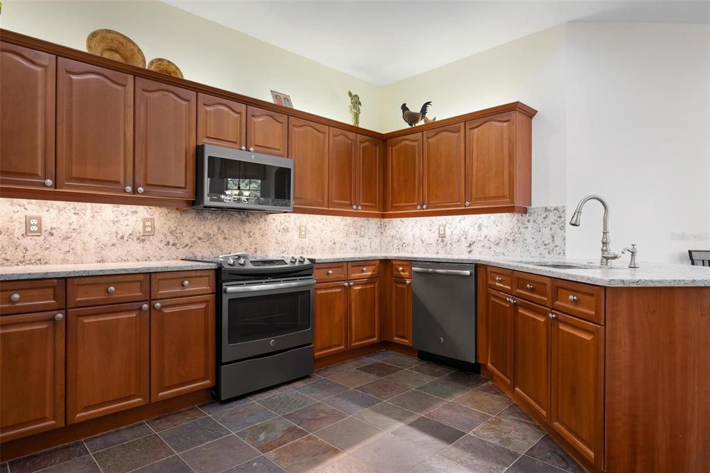 1807 San Trovaso Way Venice, FL 34285 - Photo 15 of 61 a kitchen with stainless steel appliances granite countertop a sink stove and microwave