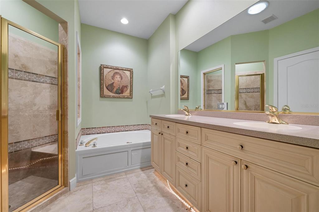 1807 San Trovaso Way Venice, FL 34285 - Photo 22 of 61 a bathroom with a double vanity sink a mirror and a bathtub