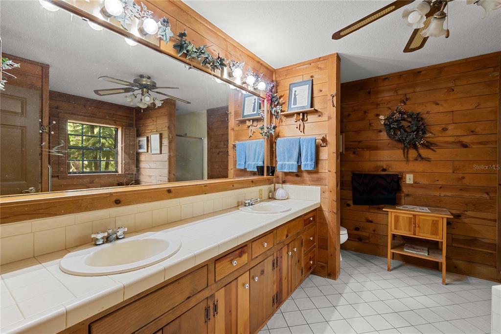 17055 Sweetwater Road Dade City, FL 33523 - Photo 41 of 53 a bathroom with a granite countertop sink and a large mirror