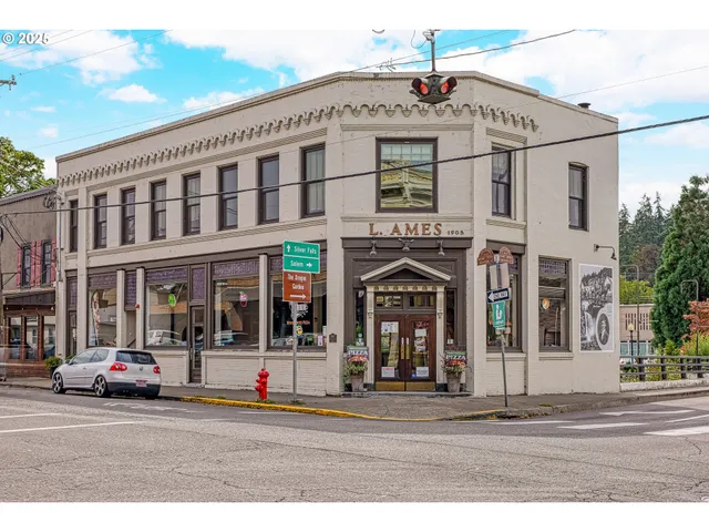 a front view of a building with street