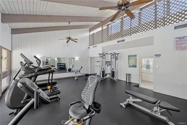 a room with gym equipment