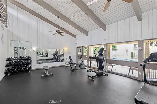 a view of a room with gym equipment
