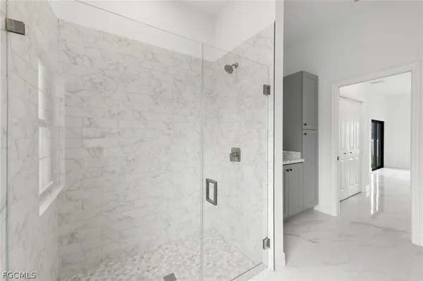 a bathroom with a shower