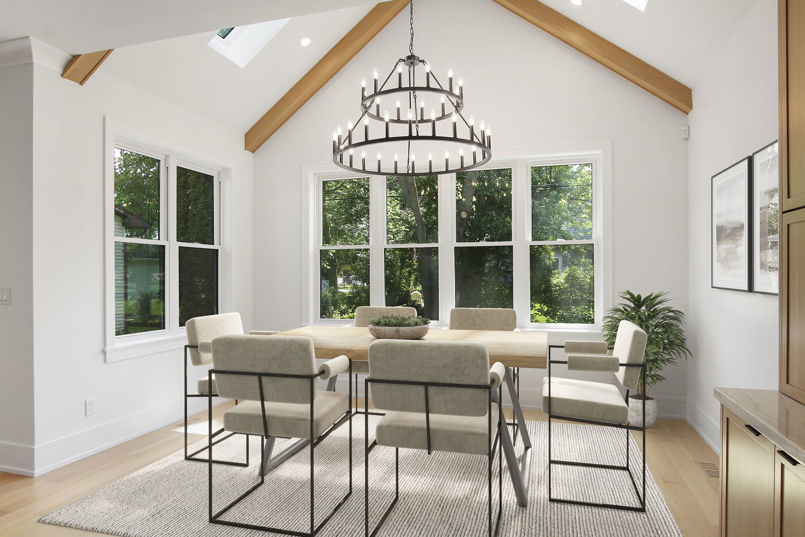 N1812 Hillside Road Linn, WI 53147 - Photo 14 of 52 a dining room with furniture a chandelier and wooden floor