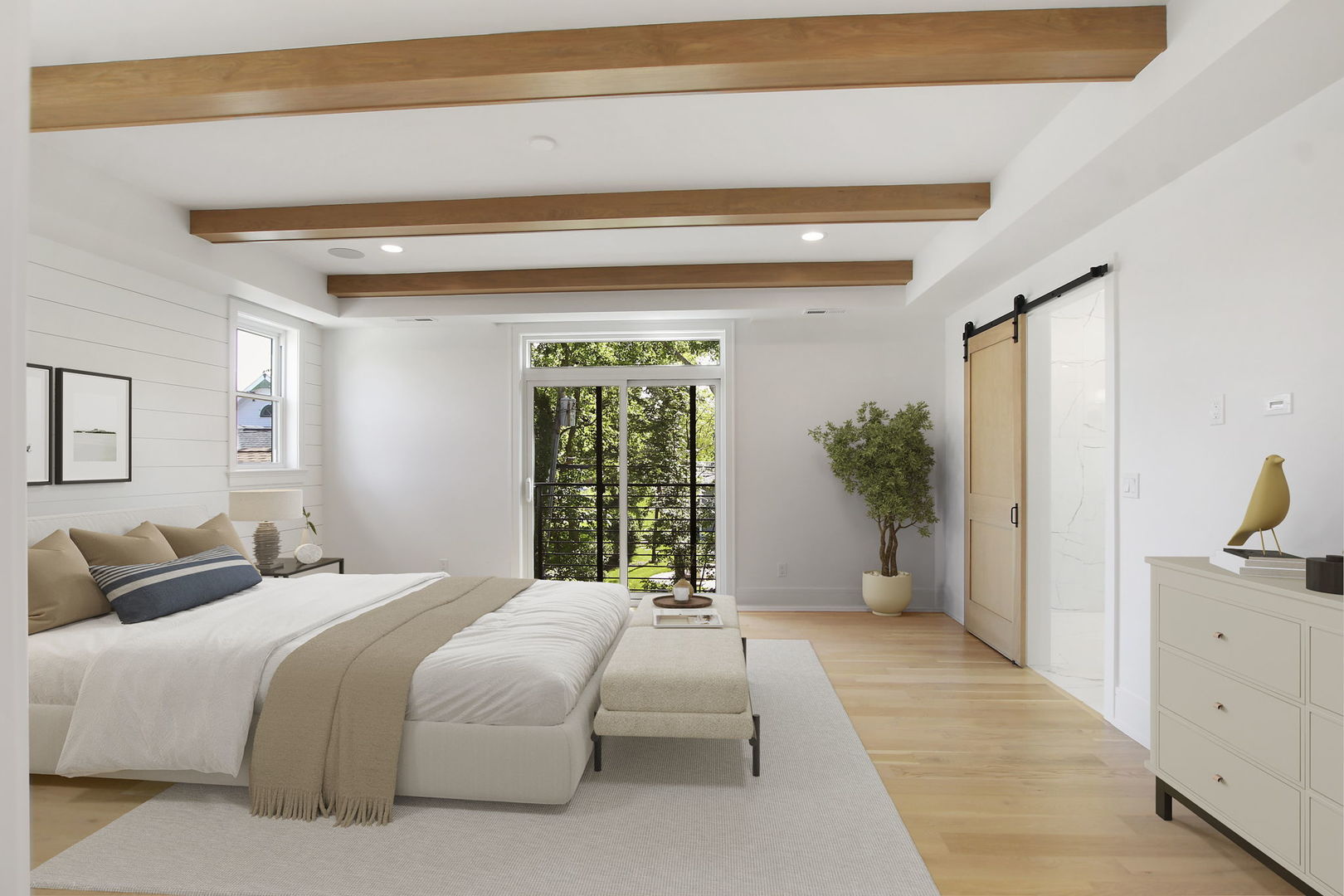 N1812 Hillside Road Linn, WI 53147 - Photo 18 of 52 a bedroom with a bed a mirror and a large window