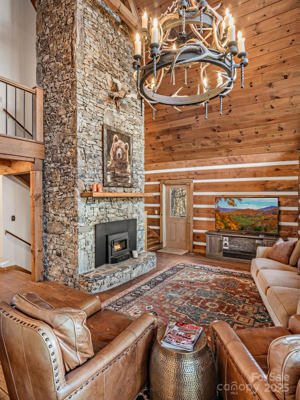 135 Grouse Point Road Maggie Valley, NC 28751 - Photo 16 of 48 a living room with furniture and a fireplace