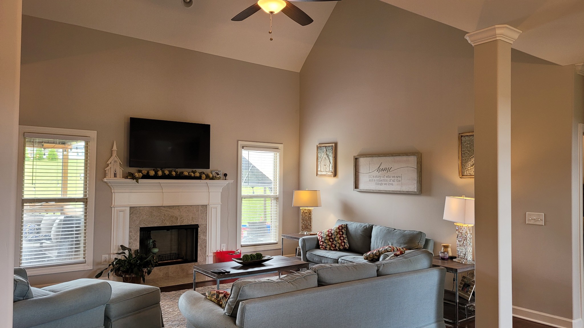 2710 Union Road White House, TN 37188 - Photo 5 of 25 a living room with furniture a fireplace and a flat screen tv