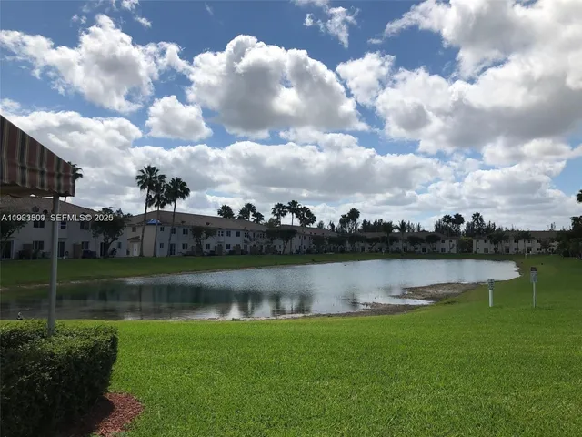a view of a lake with a big trees
