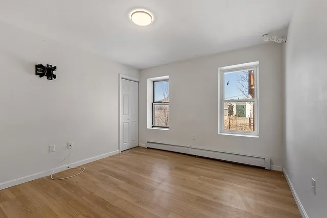 an empty room with windows